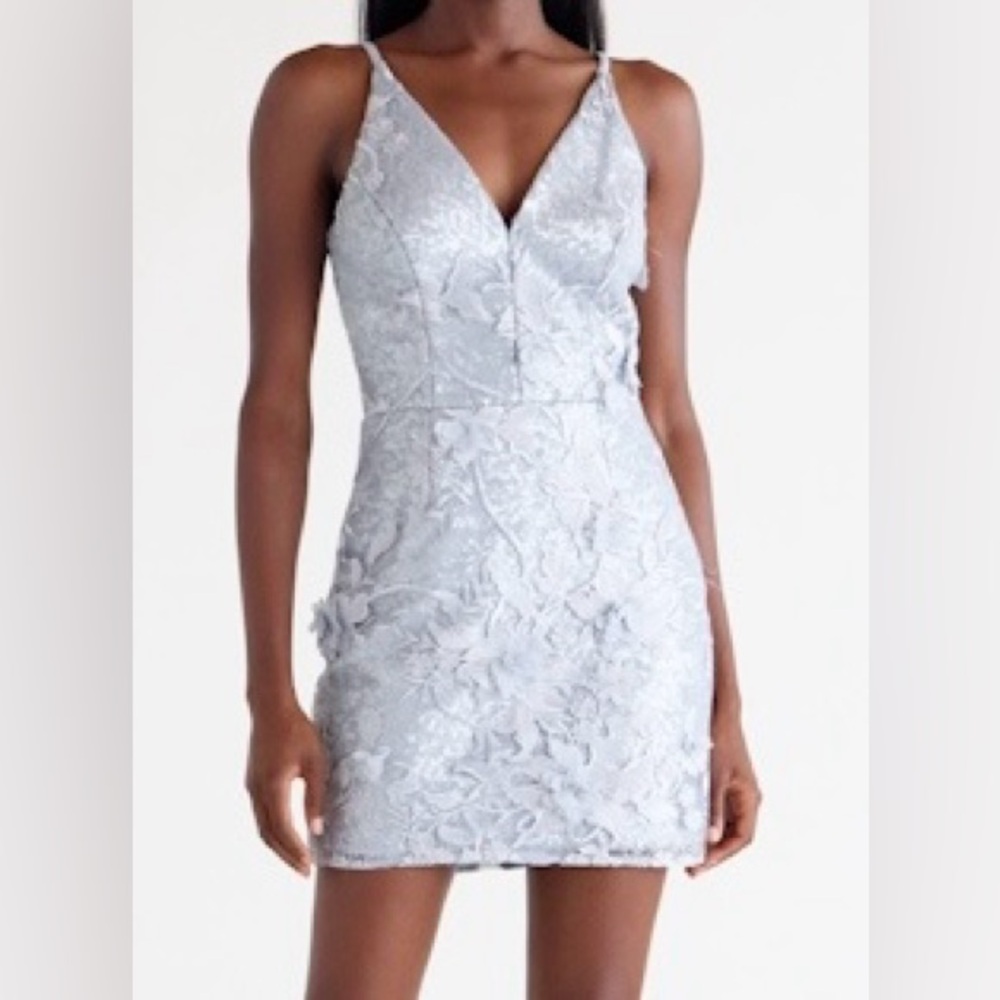Dress the Population Light Blue Lace Mini Dress
